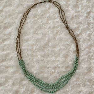 Green paper bead necklace